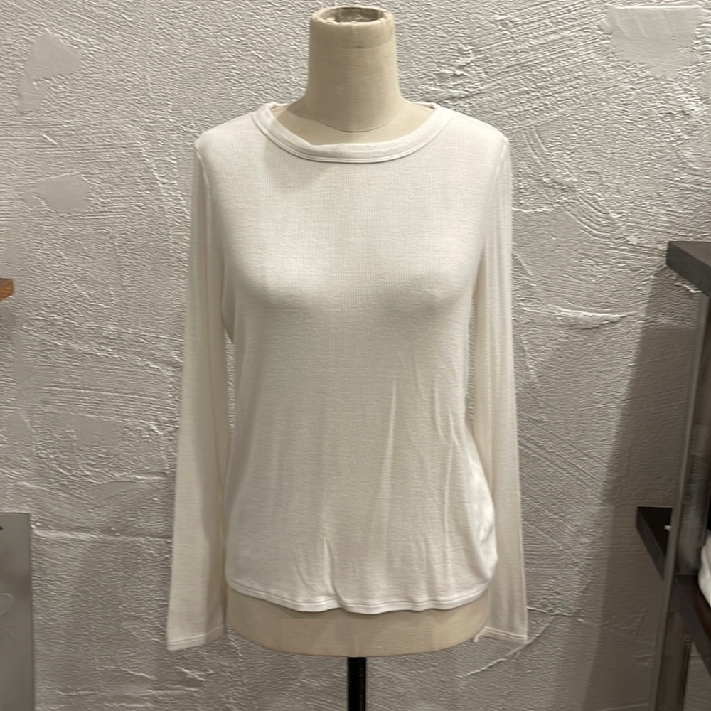 WHITE RIB LONG SLEEVE TEE